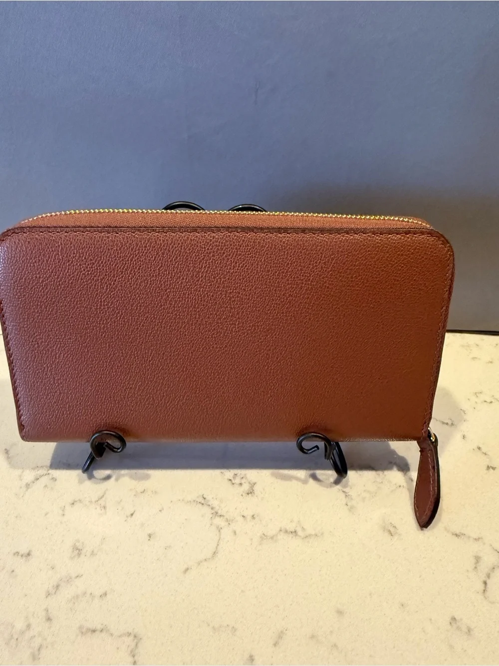 Burberry Brown Embossed Zip-Around Card Holder